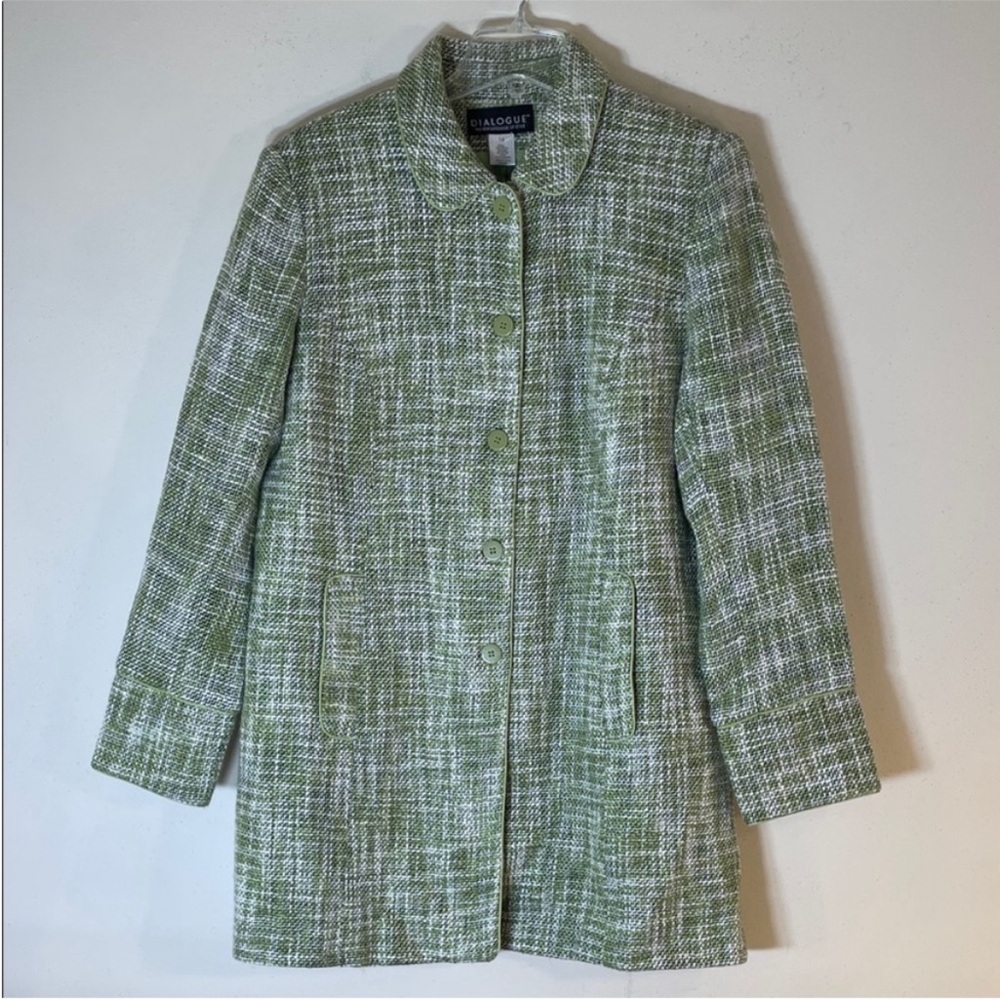 Dialogue Linen Blend Tweed Single Breast Pea Coat. 14. NWT.